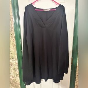 EVRI Black V-Neck Women's Blouse, sheer